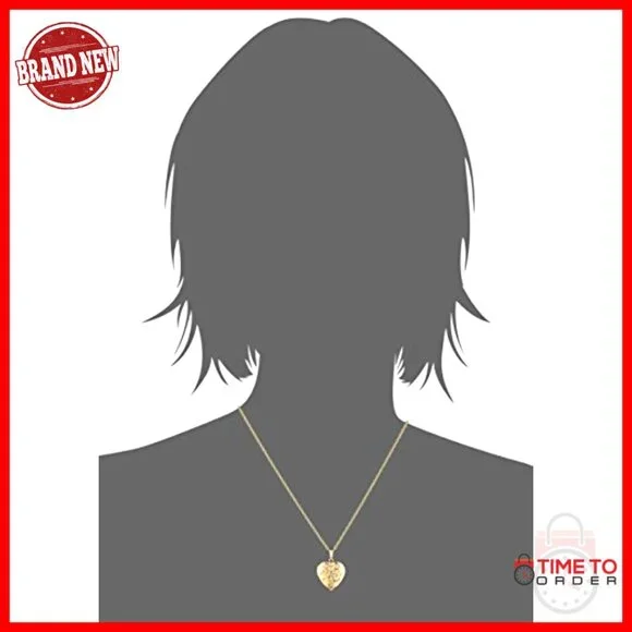 14K Gold-Filled Hand Engraved Heart Locket Necklace 18 Chain